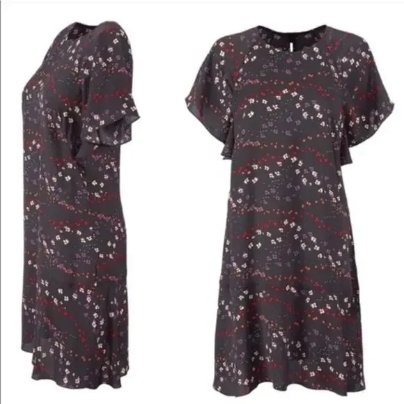 CAbi Floral Print Flutter Sleeve Muse Dress | Style 3828 Gray Size Mediu… - Picture 4 of 4